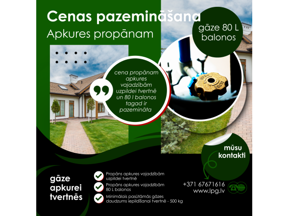 Cenas pazemināšana propānam apkures vajadzībām